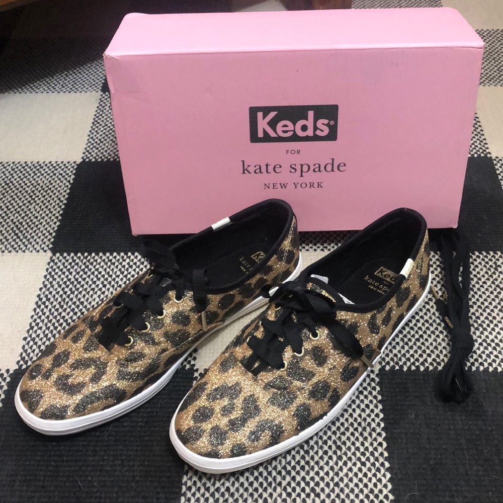 New in the Box. Never Wore. Leopard Glitter Keds for Kate Spade size 8 1/2.